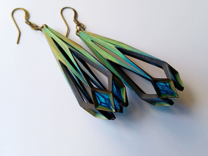 Tulip Inspired Earrings with Stained Glass Detail